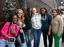 Students At 9/11 Memorial Wall